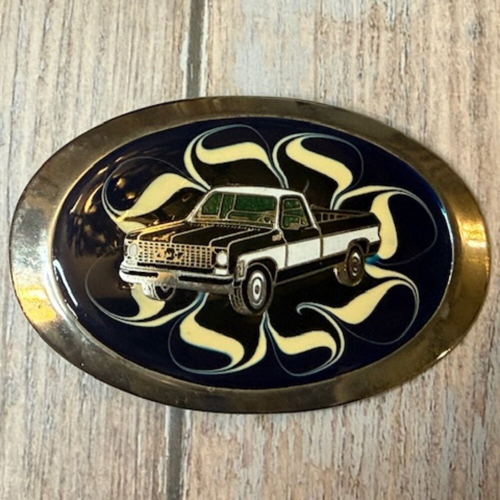 Vintage Epoxy Belt Buckle – Chevrolet Pickup Truck – New Old Stock – 1980s
